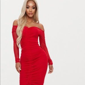 Red mesh dress